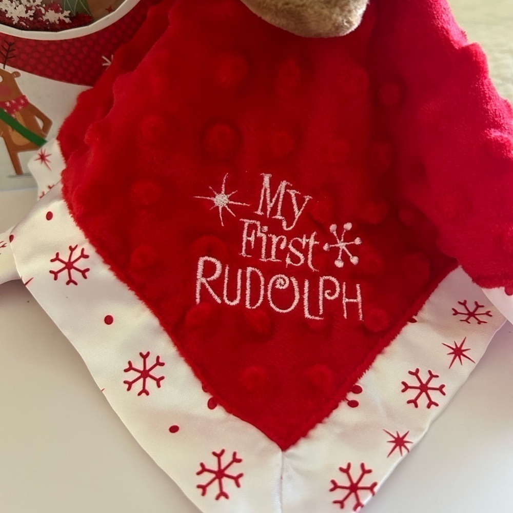 MY FIRST RUDOLPH Snuggle Security Blanket & Reindeer on Strike Book / BRAND NEW - Picture 7 of 9